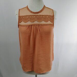BLU-PEPPER Apricot Boho Lace Tank Top | Size S | NWT